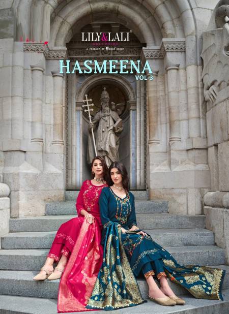 Hasmeena Vol 3 By Lily And Lali Organza Embroidery Kurti With Bottom Dupatta Orders in India

